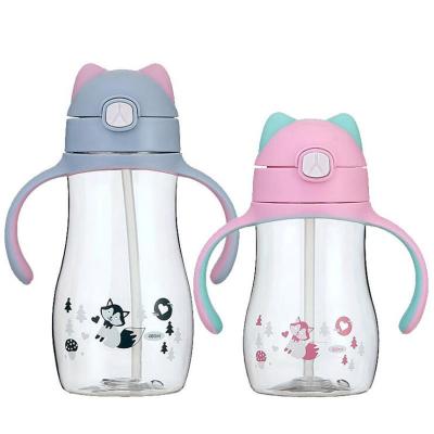 China Sustainable Kids Plastic Water Bottle With Straw BPA Free Portable Pop For School Children for sale