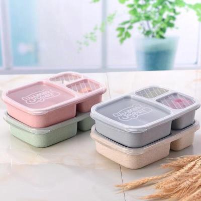 China Sustainable Food Grade Wheat Straw Lunch Box Bento Box Portable Squire Office School Lunch Box For Student for sale