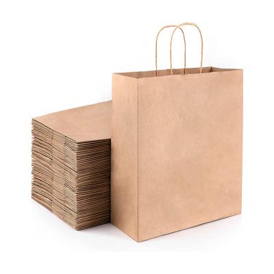 China GRS Logo Print Wholesale Eco Durable Recyclable Custom Grocery Gift Bag With Handle Kraft Paper Packaging Bag for sale