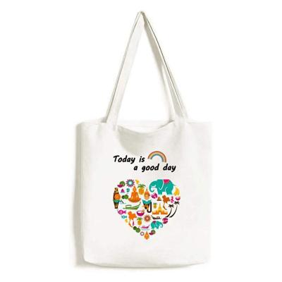 China 2022 New Design Capacity Eco-friendly Recycle Fashion Heart Pattern Tote Bags Women Daily Use Cotton Canvas Shopping Bag for sale