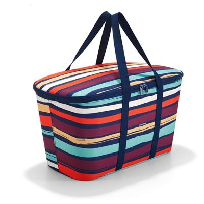 China Waterproof BSCI Factory Customized Colorful Stripes Daily Use Food Thermal Insulated Shopping Tote Lunch Cooler Bag for sale