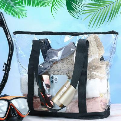 China Reusable; New Summer Beach Waterproof Colorful Long Lasting Travel ECO Women's Daily Use Tote Bags PVC Large Shopping Bag for sale