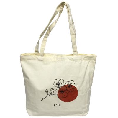 China Personally Reusable Customized Flowers Pattern Calico Cloth Women Shopping Tote Beach Bags Organic Cotton Bag for sale