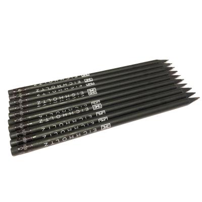 China office & Custom Printed HB School Pencil Standard Black Lead LOGO Wooden Pencils With Eraser for sale