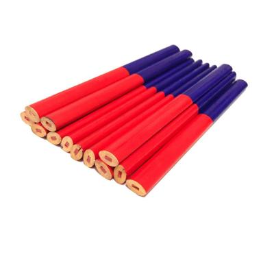 China Carpenter Pencil Best Selling 7 Inch Octagonal Red and Blue Carpenter Wooden Color Lead Pencil for Carpentry for sale