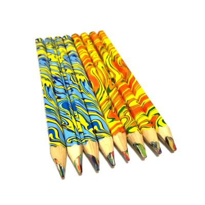 China office & School Pencil Good Quality Rainbow Lead Multi Colorful Color Changing Big Pencil With Logo Printing for sale