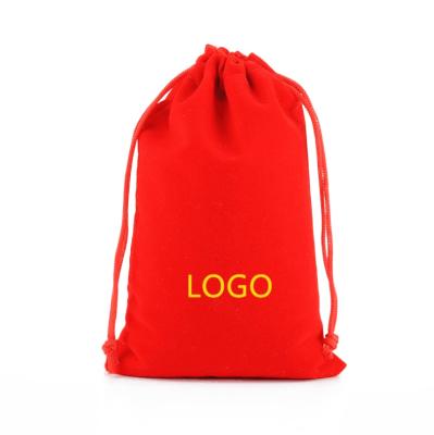 China Eco-Friendly Velvet Drawstring Gift Wholesale With Logo Velvet Pouch Bag Custom Made for sale