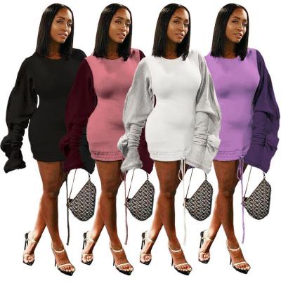 China Latest Design ASGL6077 Anti-Static Solid Blast Women Long Sleeve Women Fashion Anti-Static Mini Casual Dress for sale