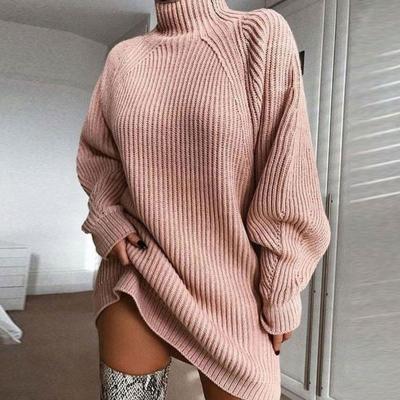 China 2020 Winter Women Anti-Static Anti-Static Casual Sweaters Dresses Overalls One Piece Solid Colors Sleeve Long Autumn Clothing For Women Clothing for sale