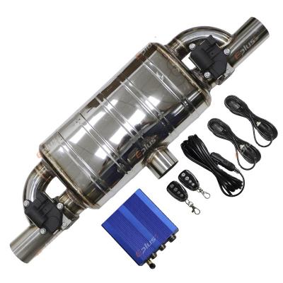 China Stainless Steel Stainless Steel OEM Universal Exhaust T Type 1 Inlet 2 Outlet remote Vacuum Valvetronic Muffler 2 in 1 for Racing Car Sound Effect Performance for sale