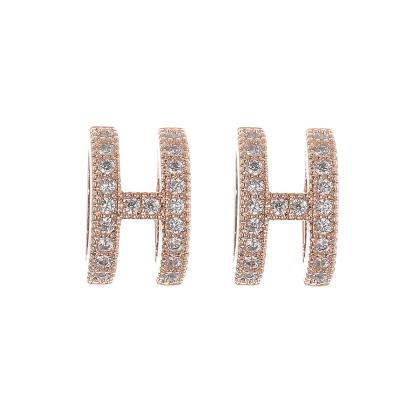 China CLASSIC Fast Shipping Stylish Summer H Letter Shape Crystal Diamond Classic Institute of Statistics Designer Stud Earrings for sale