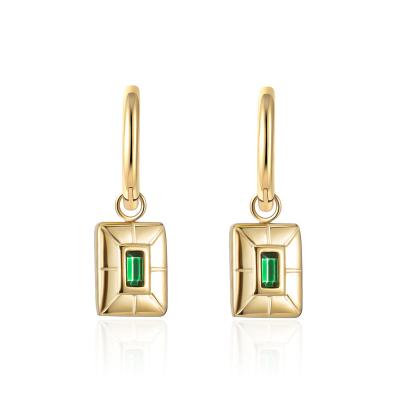 China CLASSIC Color Diamond Embellished Square Drop Earrings Stainless Steel 14k Gold Plated Korean Style Non-fading Earrings for sale