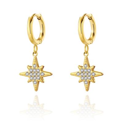 China CLASSIC Wholesale Star Diamond Stainless Steel 14k Gold Plated Exquisite French Insti Stainless Steel Earrings for sale