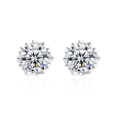 China Six Cute Claw 925 Sterling Silver Simple and Small Hexagram Snowflake Grad Moissanite Stud Earrings for sale