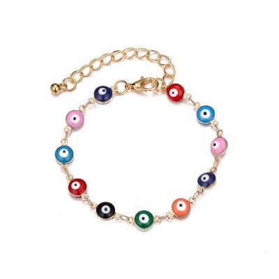 China BOHEMIA 2022 Fashion Bohemian 18k Gold Plated Charm Bracelet Colorful Devil's Eye Bracelet for sale