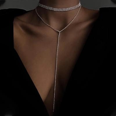 China FASHIONABLE Elegant 18k Gold Plated Fashion Wedding Party Long Layers Choker Tassel Pendant Necklace for sale