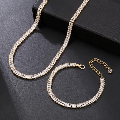 China New Gold Rhinestone Clavicle Row Necklace Fashionable Short Diamond Full Drill Crystal Jewelry Bracelet Set Women for sale