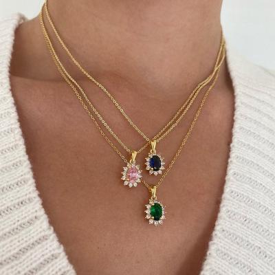 China FASHIONABLE Colors Birthstone Rhinestone Gemstone Crystals Rainbow Diamond Pendants Charm Necklace Jewelry for sale