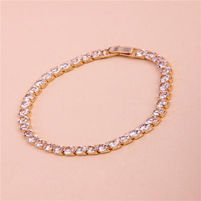 China Hiphop Zircon Men Women Men Women CZ Silver Material Bracelet Tennis Layers Hip Hop Bracelet Gold Brass Chain Jewelry Iced Out for sale