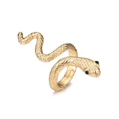 China Chunky Gold Rings For Women Open Adjustable Statement Rings Jewelry 18k Gold Punk Snake Rings for sale