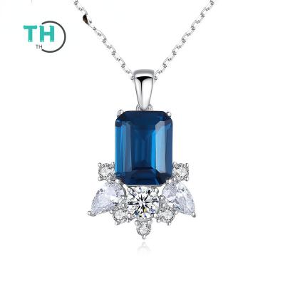 China Romantic Clavicle Chain Fashion Jewelry 925 Sterling Silver Charm Diamond Gemstone Pendant for sale