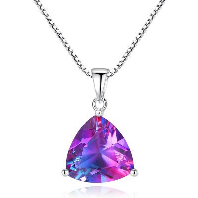 China New Fashion Romantic Simple Red Tourmaline Diamond Pendant 925 Sterling Silver Gemstone Necklace for sale