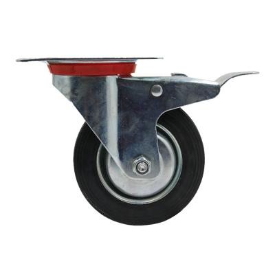 China Low Noise Wholesale Price 3 4 5 6 8 Inch Universal Durable Black Rubber Medium Duty Industrial Caster Wheel For Furniture for sale