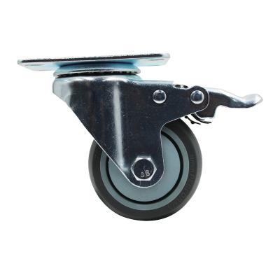 China New Design Low Noise Universal Industrial Shopping Cart Tpr 3Inch Rubber Casters With Brakes for sale