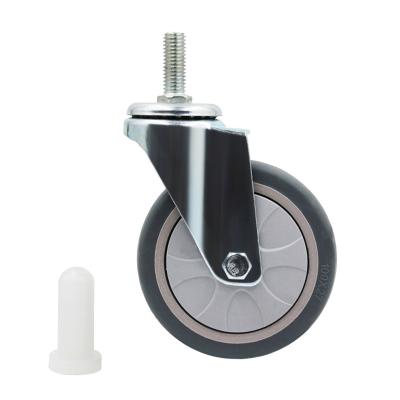 China Low Noise No Noise 4 Inch Flat Caster Swivel Dining Car Wheel Universal Rubber Caster With Brake for sale