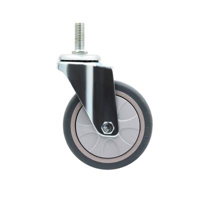 China High Quality Low Noise Stainless Steel Furniture Trolley Rubber Universal Casters Wheels For Dining Car for sale