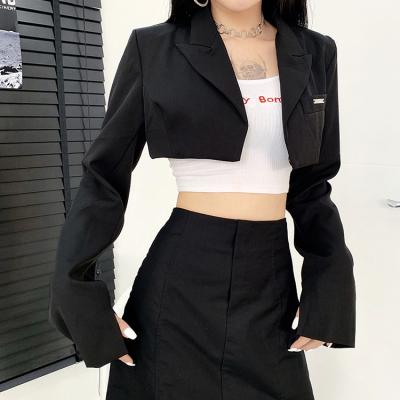 China Breathable Women Fashion Lapel Single Breasted Waist Short Slim Coat for sale