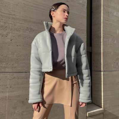 China Autumn And Winter Vintage Anti-wrinkle Short Coat With High Stand Collar Cotton Coat Simple And Soft Coat for sale