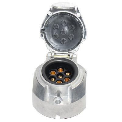 China Automotive Europe Style Waterproof 12V 7 Pin Socket Box Alu Trailer Socket Trailer Plug for sale