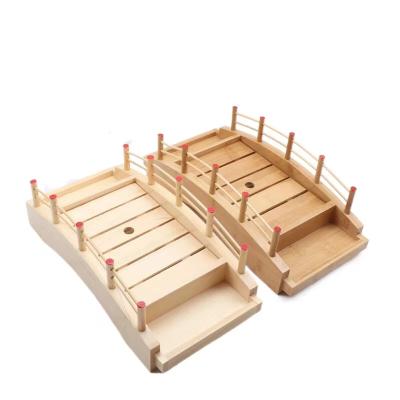 China Excellent Quality Viable Unique Handmade Craft Wooden Sushi Deck For Sale Japanese Sushi Boat Sushi Serving Tray For Restaurant for sale