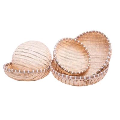 China China Handmade Flat Woven Trays Bamboo Basket For Vegetables for sale