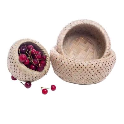 Chine Wholesale Color Eco-Friendly Natural Handwork Woven Storage Bamboo Fruit Basket From China à vendre