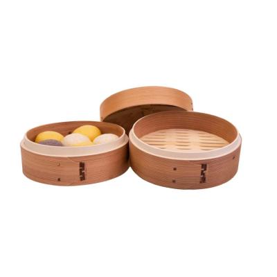 China Sustainable popular Amazon willow wood steamer with a natural, environmentally friendly and odorless bamboo lid steamer for sale