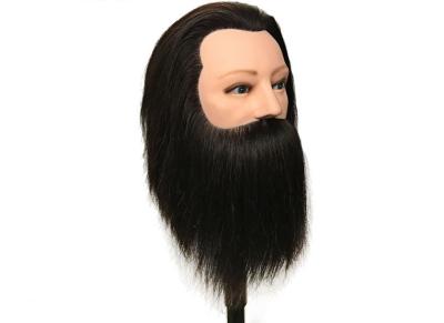 China 100% Human Hair Men Mannequin with  beard Barber Training Hairdresser Doll Head Male Manikin Head for sale