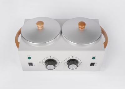 China Double pot wax heater 1lb *2 metal wax warmer for salon beauty 2LB double 500cc for us 300w 500cc*2 wooden handle for sale