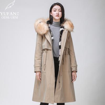 China 2023 YuFan custom OEM ODM winter breathable ladies long down parka coat temperament down jacket down parka for sale