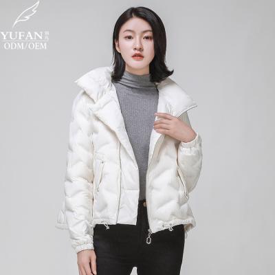 China YuFan 2023 OEM ODM Winter Breathable Professional Custom Casual Comfortable Quilted Down Jacket Stand Collar High Quality Ladies Down Coat for sale