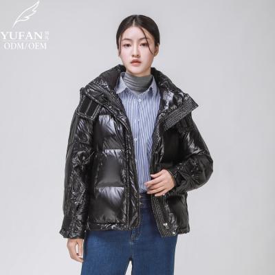 China Breathable Yufan Super Thin Material Layer Heating Down Coat Winter Jacket High Quality Women's Anorak Customize Cropped Stripper Jackets for sale