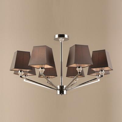 China Modern 8 Light Cafe Fabric Shade Pendant Living Room Interior Modern Metal Hotel Chrome Pendant Chandelier for sale