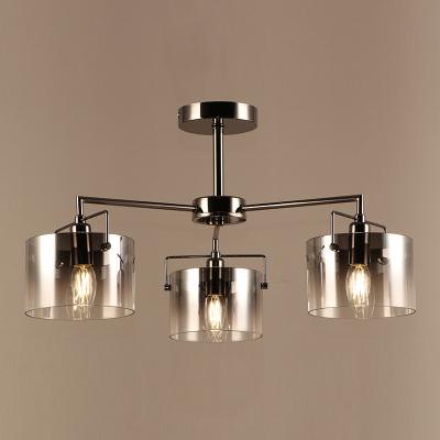 China Simple Design Small Smoky Glass Bedroom Black Gradient 3 A.M. Ceiling Hanging Pendant Lamp for sale