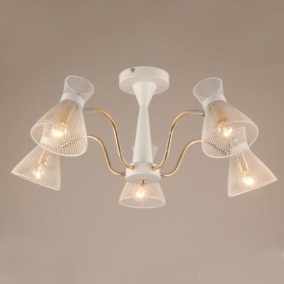 China New Hanging Moving Arms 5 Lights Painted White Iron Industrial Loft Ceiling Lamp for sale