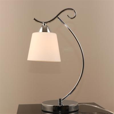 China 2021 Modern factory wholesale frosted classic home reading lamp bedside metal glass white milky white chrome hotel room vintage table lamp for sale