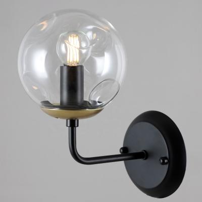 China Factory Modern Clear Ball Zhongshan Metal Bedroom Glass Black Wall Lamp for sale