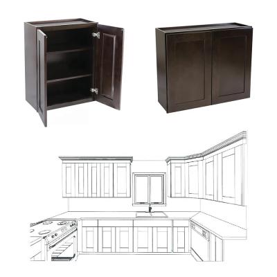 China Contemporary Ready Made Espresso All Wood Kitchen Cabinetry For Best Selling for sale