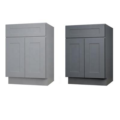 China Modular Cabinets Gabinetes Para Cocinas Solid Wood RTA Gray And White Modern Frame Structure Shaker Kitchen for sale