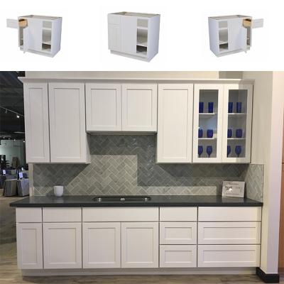 China Wholesale Modern American Modern Flat Pack Shaker Modular Solid Wood Kitchen White Cabinet for sale